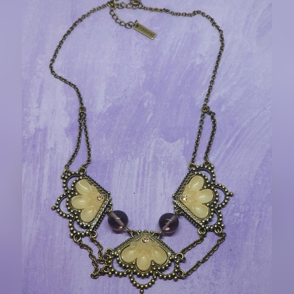Jewelmint Vintage-Inspired Necklace with Cream and Brown Accents - Picture 2 of 7